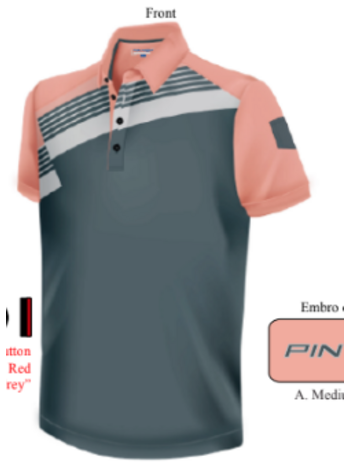 Pin High Polo - Randall - Medium Grey/ Coral Pink 