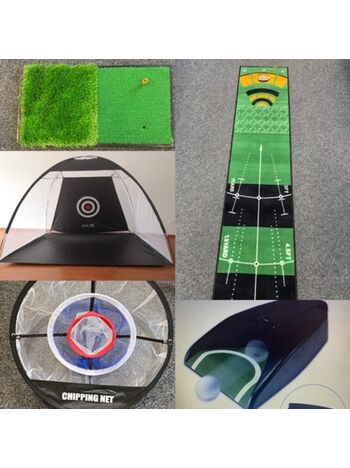 Ultimate Package - GolfX Practice Net, Chipping net, Putting Mat, Range Mat and Auto Putt Return