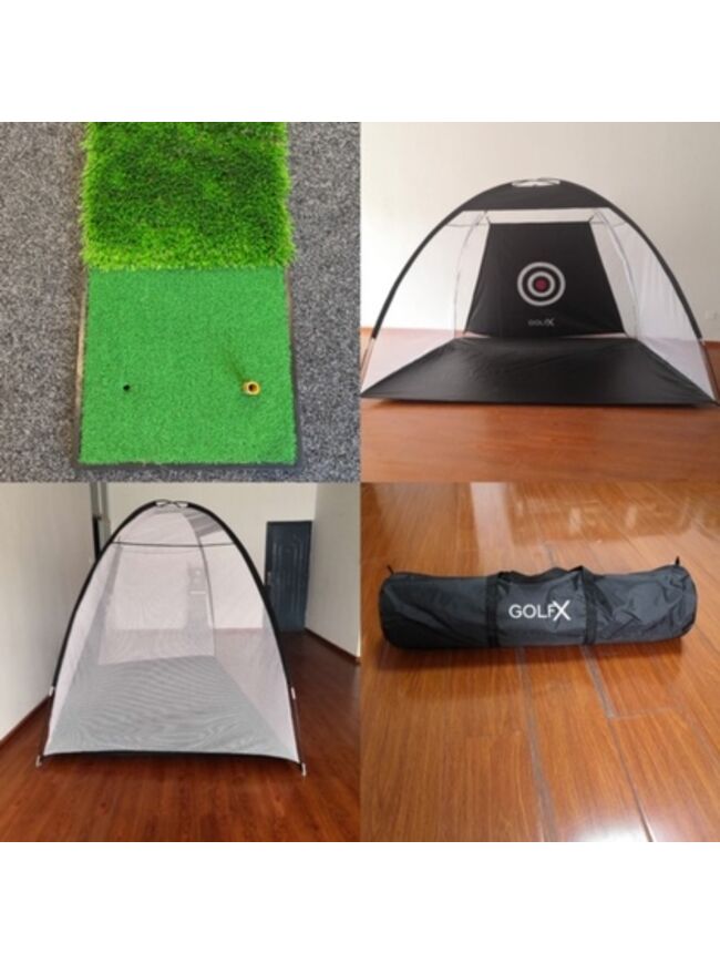 At Home Training Package - GolfX Practice Net and Portable Range Mat