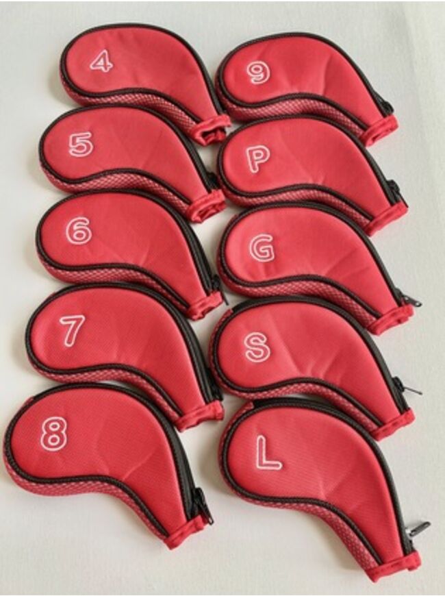 GolfX Premium Iron Covers 4-9, P,G, S, L - Red