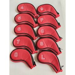 GolfX Premium Iron Covers 4-9, P,G, S, L - Red