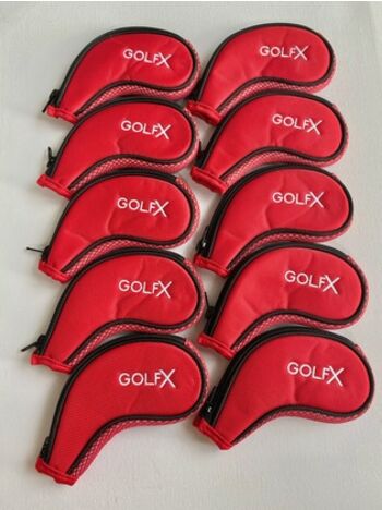 GolfX Premium Iron Covers 4-9, P,G, S, L - Red